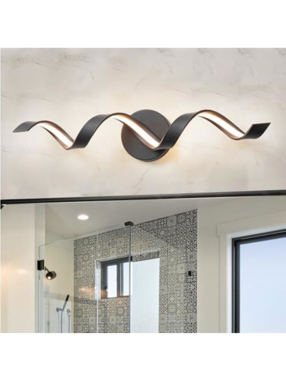 Modern Black Wave LED Wall Sconce by
